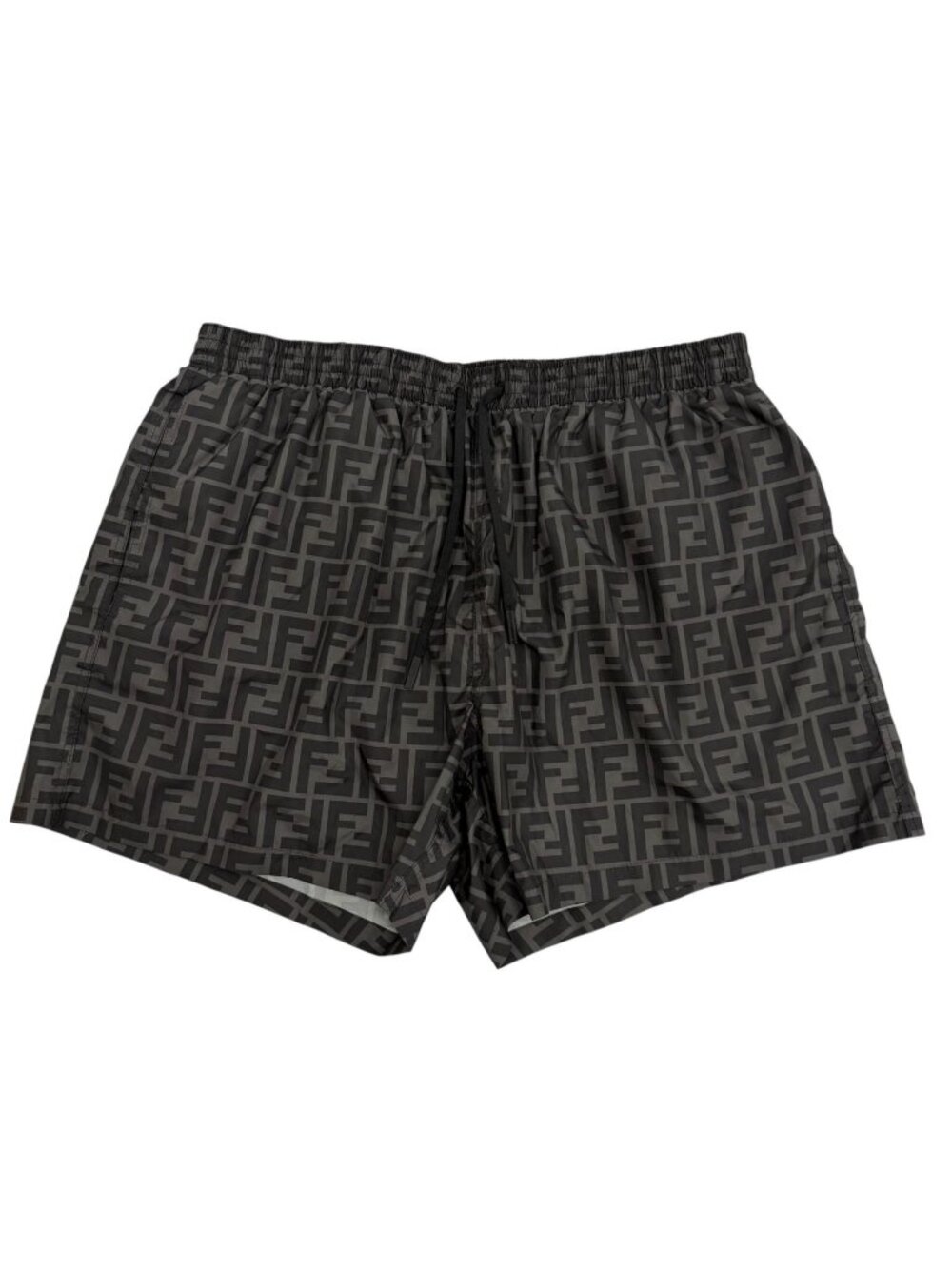 Fendi FF Logo All Over Print Swimsuit Swim Trunks Shorts Gray 50